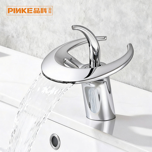 Robinet de lavabo en laiton chromé, base annulaire forme UFO, bec courbé élégant, montage sur comptoir, monocommande, cartouche céramique, pour lavabo de salle de bain - Product Image 2