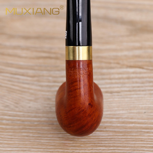Muxiang Briarwood Smoking Pipe Bent Type With Metal Ring Handmade Tobacco Pipe Custom Made - Product Image 4