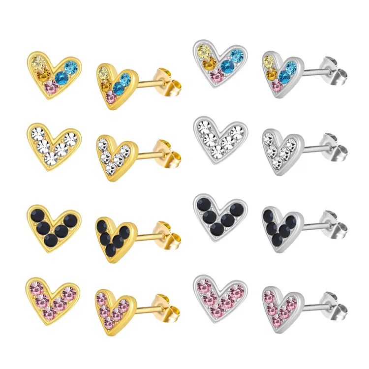 Wholesale Stainless Steel Jewelry Small Cute Sweet Fashion Simple Earrings Heart Love Stud Earrings For Women Girls