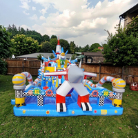 Château gonflable commercial DFRL en PVC de 0,55 mm avec toboggans et trampoline, capacité de 700 kg, souffleur inclus, installation facile, garantie de 3 ans