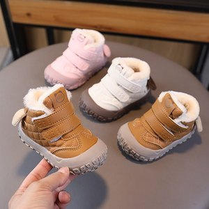 Winter Baby Vier Seizoenen Zachte Zolen Platte Peuter Schoenen Warme Fluwelen Katoen PU Bovenwerk Antislip 01-2-3-jarige Kinderen Baotou - Product Image 2