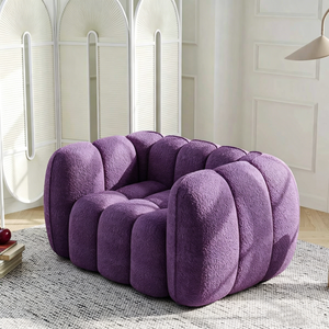Divano Boucle Sottovuoto Compresso, Poltrona Singola Moderna con Braccioli, Divano da Terra Morbido e Comodo <span class=keywords><strong>per</strong></span> Soggiorno, <span class=keywords><strong>Arredamento</strong></span> Casa - Product Image 2