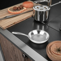 Poêle à frire de qualité professionnelle en acier inoxydable 304 avec cœur en aluminium triple, finition satinée, compatible gaz et induction, durable et écologique