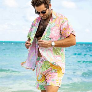 Camisas Hawaianas de Manga Corta Aloha Modernas de Nuevo Diseño al por Mayor, Camisas de Playa para Hombre con Estampado de Diseño Personalizado - Product Image 3
