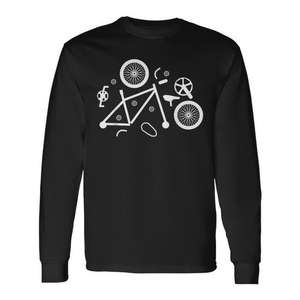 T-shirt à manches longues avec motif anatomie du vélo, design cycliste - Product Image 1