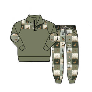 ชุดเสื้อผ้าเด็กผู้ชายลายเป็ดสีเขียวแบบสั่งทำพิเศษ BLP1454 ชุดเด็กขายส่ง ชุดแขนยาว - Product Image 2
