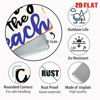 Juego de Letreros Metálicos con Temática de Playa, Decoración de Pared Vintage con Diseño de Chanclas, Decoración Costera para Patio