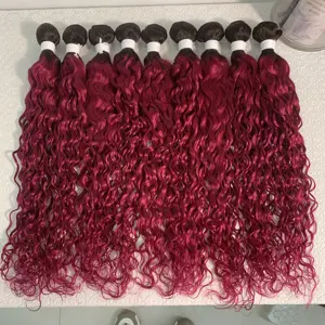 X-TRESS 1B 99J/Burgundy Bundel Rambut Manusia Ombre Merah Gelombang Tubuh Brasil Bundel Rambut Manusia Bundel Rambut Remy