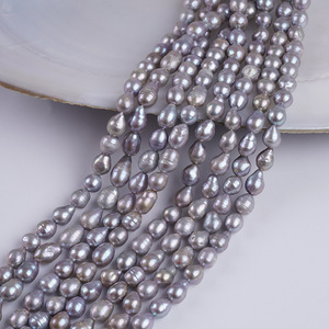 Promotion de perles d'eau douce baroques grises Edison naturelles de 7 mm pour la fabrication de colliers en gros, fourniture de chaînes - Product Image 2