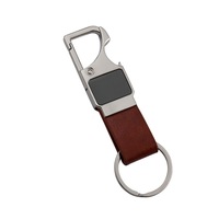Porte-clés décapsuleur en alliage de zinc pour voiture et cadeau, aspect cuir véritable, logo gravé au laser