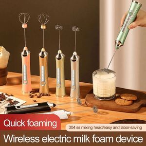 Handheld Electric Milk Frother with 2 Heads, Coffee Whisk Foam Mixer with USB Rechargeable 3 Speeds, - Product Image 3