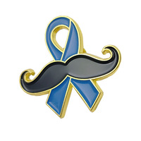 Épinglette métallique personnalisée avec logo moustache bleue pour la sensibilisation au cancer de la prostate