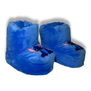 ALLEY Warm Plush Little Stitch <b>Slippers</b> with Ten Sole for Kids' Home Booties - Product Image 2