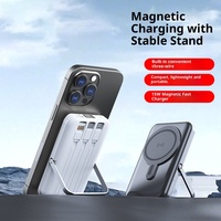 FOX W026 3C Banque d'alimentation sans fil à charge rapide magnétique transfrontalière certifiée Micro USB Type-C Sortie 22.5W Câble intégré Téléphone