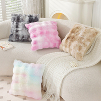 Vente en gros de tissus en fourrure de lapin colorés, coussins carrés de luxe pour l'intérieur, housse de coussin 45x45 à vendre, décoration de salon