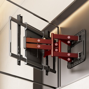 Soportes de pared giratorios de movimiento completo de nuevo diseño Soportes de TV Soportes Colgador de TV de <span class=keywords><strong>ocho</strong></span> brazos con panel de madera - Product Image 4