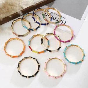 Factory Wholesale Fashionable Plant Knot Shaped Jade Electroplated Christian Bangle Hand Jewelry Drip Oil Color Matching - Product Image 1