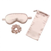 Ensemble cadeau de luxe en soie de mûrier 100% tissée, personnalisé avec logo OEM/ODM, comprenant un masque de nuit, un chouchou et une taie d'oreiller, pour usage domestique, vente en gros