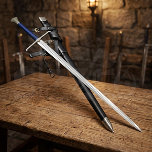 Espada Larga Medieval de Acero con Alto Contenido de Carbono Forjada a Mano, Réplica de Fantasía, con Funda de Cuero, Cuchillo Utilitario, OEM Personalizable, Colección - Product Image 6