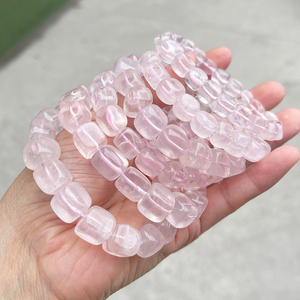 أساور JD GEMS من الكوارتز الوردي الطبيعي مقاس 7-12 مم، اكتشف سحر الحب، أساور مصنوعة يدويًا بدقة - Product Image 3