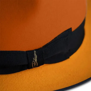 Chapeau Fedora en laine orange avec bande noire, taille adulte unisexe 56-58 cm, style décontracté quatre saisons, style formel - Product Image 4