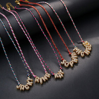 Collier personnalisé avec pendentif lettre en zircon plaqué or 18 carats, cordon tressé coloré, style bohème, pour femme, cadeau de bijoux