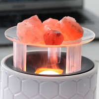 Diffuseur de volcan de pierre de sel de l'Himalaya humidificateur diffuseur d'huile essentielle d'aromathérapie de flamme de feu