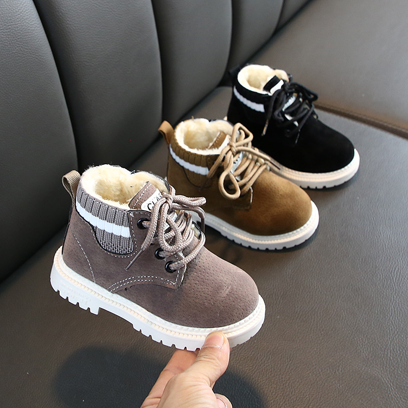 FLIOZY Scarpe Trekking Bambini Impermeabili – Stivali Invernali Con Fodera In Peluche, Suola Antiscivolo, Chiusura In Velcro - 2