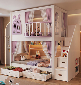 Camas Literas Infantiles <span class=keywords><strong>de</strong></span> Madera Maciza, Diseño Moderno y Duradero, Camas <span class=keywords><strong>de</strong></span> Princesa para Niñas, Cómodas, Personalizables para la Escuela - Product Image 2