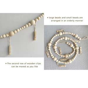 กรอบรูปภาพปะติดผนังแบบแขวนสไตล์โบโฮพร้อมลูกปัดไม้ - Product Image 3