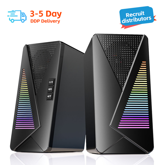 Portable RGB Speaker USB 2.0 Computer Gaming Speakers for PC Desktop Subwoofer Wired Blue Tooth Speaker
