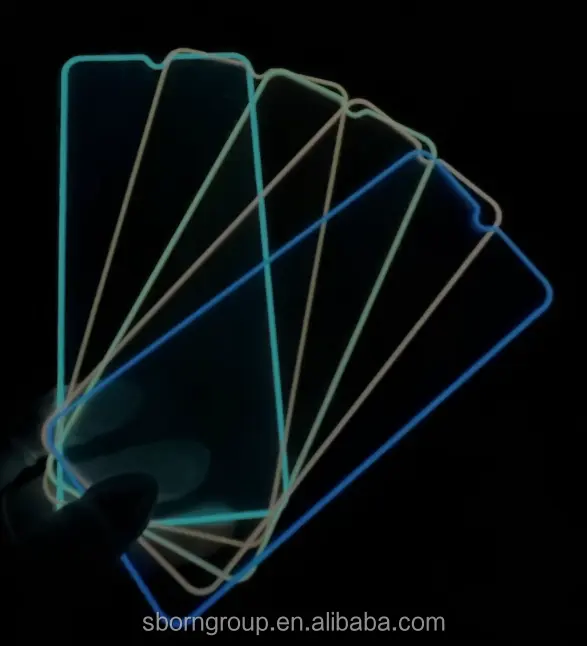 Parachoques de silicona cubierta completa luz nocturna vidrio templado para iPhone 11 12 13 14 15 Pro Max Protector de pantalla luminoso
