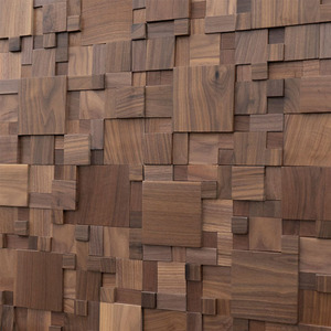 Panneaux muraux en bois massif 3D en noyer à motif chevron, style moderne du milieu du siècle, pour <span class=keywords><strong>salon</strong></span> et chambre de luxe - Product Image 6