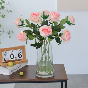 <span class=keywords><strong>Rosas</strong></span> <span class=keywords><strong>blancas</strong></span> artificiales hechas a mano, ramos de <span class=keywords><strong>rosas</strong></span> de seda con tacto realista para el hogar, decoración para fiesta de boda, <span class=keywords><strong>rosas</strong></span> de flores realistas - Product Image 5