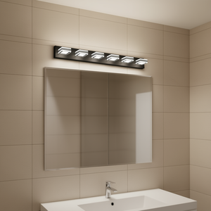 Luminaire LED moderne noir de 39 pouces à 6 ampoules, fixation murale pour éclairage de miroir de salle de bain - Product Image 2