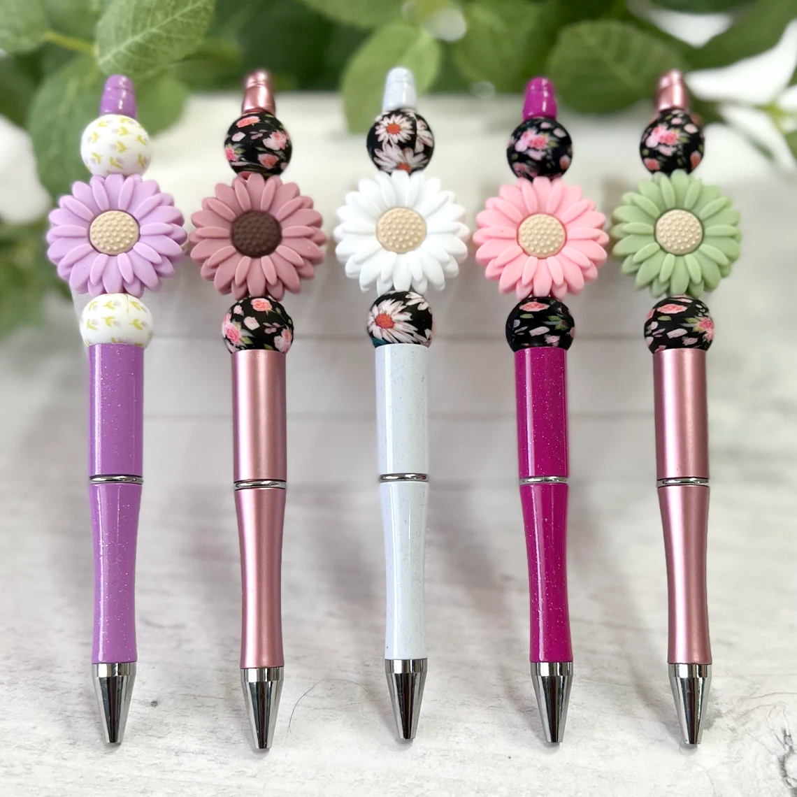 Пластиковые шариковые ручки с маргаритками, шариковая ручка с бисером для детей и студентов, подарок