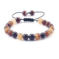 Vente en Gros Bracelets Macramé Tressés Ajustables Tendances en Perles de Pierre Naturelle et Cristal de 8 mm pour Hommes, Femmes, Symbole Chrétien