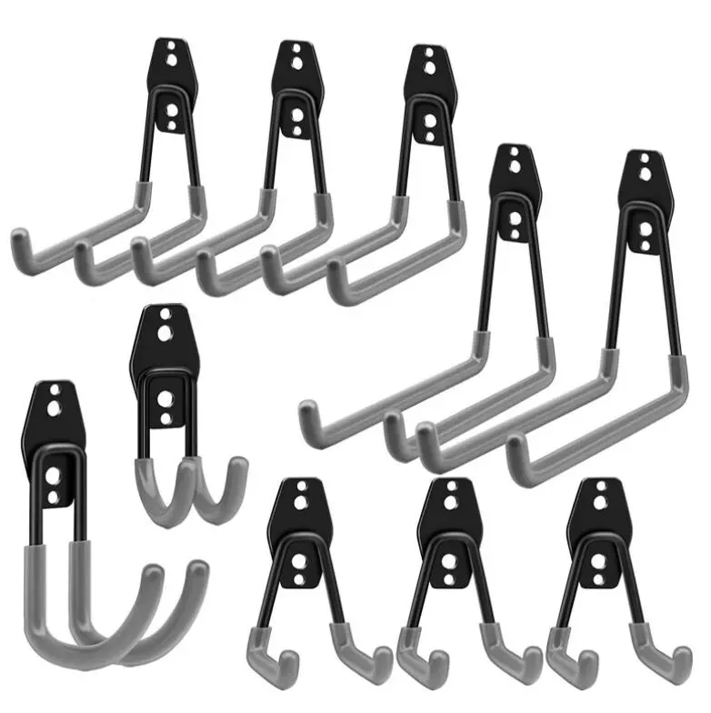 12 Pack Heavy Duty Wall Mount Utility Steel Tool Hangers for Garage Storage Hooks for Garden Tools Ladders Bulky Item