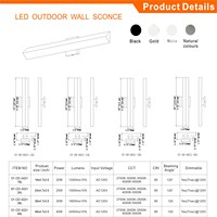 Lampes murales LED d'extérieur, étanches IP65, blanc chaud, aluminium noir, verre givré, luminaire mural pour porche, garage, patio
