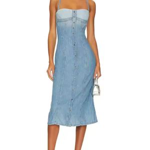 Robe d'été trapèze sans manches, délavée, bustier, dos nu, ajustée, décontractée et sexy pour femmes – Grande Vente - Product Image 1