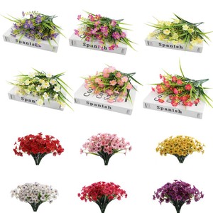 Piante acquatiche primavera erba viola a cinque teste piccola margherita finta di seta fiori artificiali di plastica per la decorazione di nozze a casa - Product Image 2