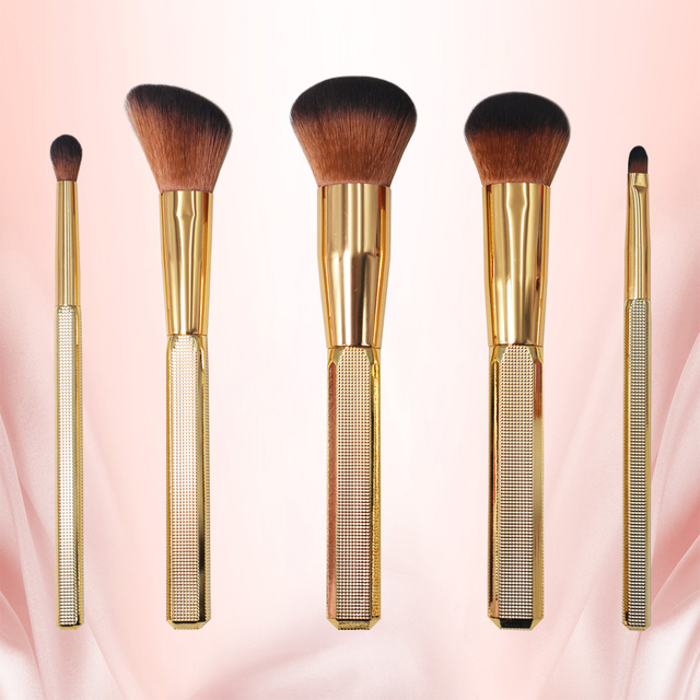 5pcs Promotional Makeup Brush Set with Golden Cosmetic Powder Blush Eyebrow Eyeshadow Brush Make-up Brush Sets Tools for Beauty