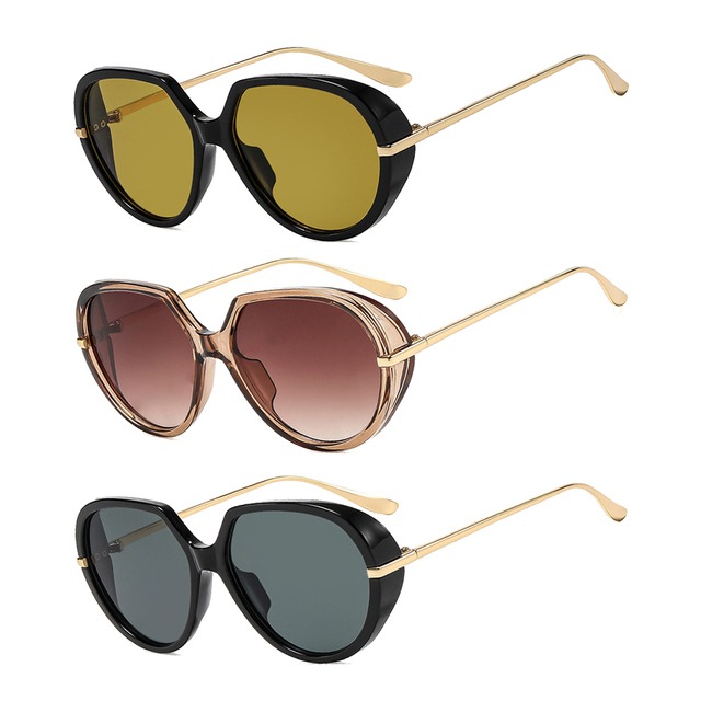 Designer Casual Driving Sunglasses Trendy 2026 Women Oversized Shades UV400 Brown Lens Punk Sun Glasses