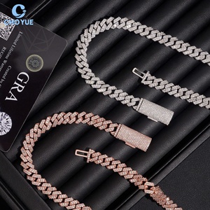 Cadena Cubana de Moissanita de 8mm con Baño de Rodio, Plata 925, VVS, Estilo Hip Hop, con Certificado GRA, Venta al Por Mayor - Product Image 3