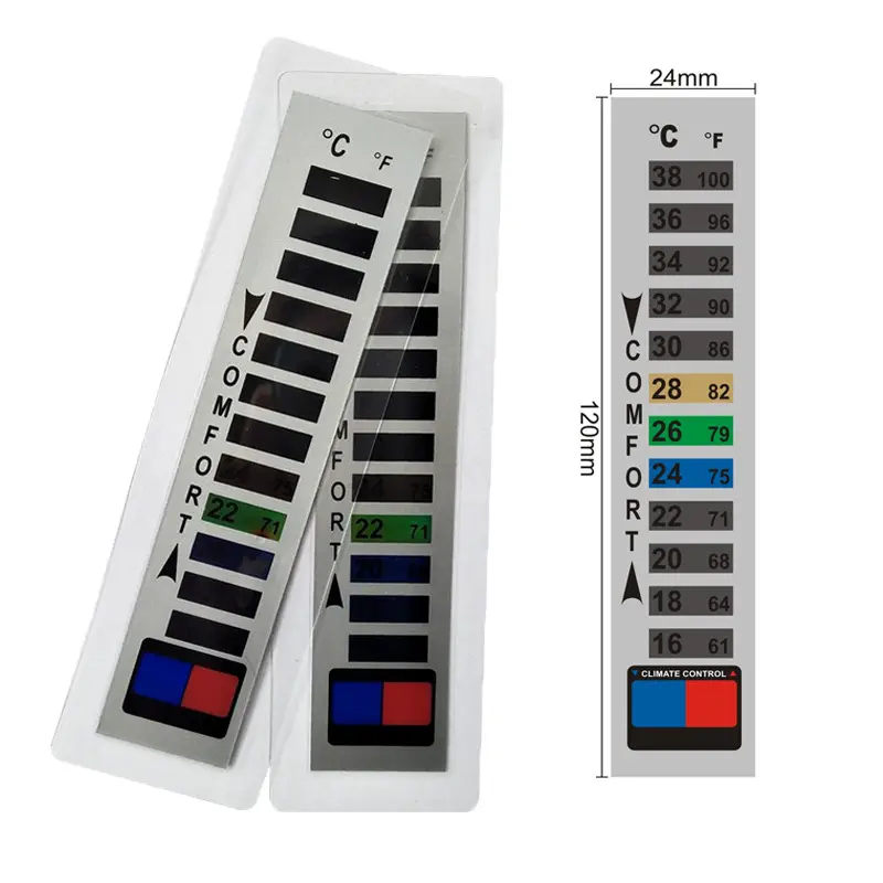 Stiker Suhu Pakaian Berubah Warna Kristal Cair Berindikasi Temperatur Celsius Fahrenheit Plastik