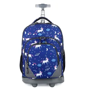 Custom Oem Grote Wielen Reizen School Trolley Wieltjes Bagage Rugzak Tas Met Usb