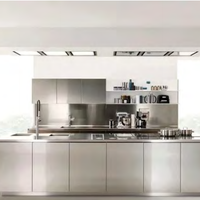 Armoire de cuisine en acier inoxydable moderne personnalisée Prima, armoire de rangement intégrée pour projet de rénovation de cuisine de villa résidentielle