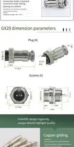 Factory Direct Aviation Plug GX20-2/3/4/5/6/7 Pin 12P14 Core Hexagonal Nut Cable Connector