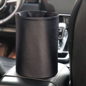 Lanbowang Leather <b>Car</b> Trash Can Round Multifunctional Storage Hanging For <b>Car</b> <b>Interior</b> - Product Image 1