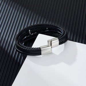 High Quality Wholesale 316L Stainless Steel Custom Fashion Jewelry Braided Premium Leather Bracelets <b>for</b> <b>Men</b> - Product Image 6